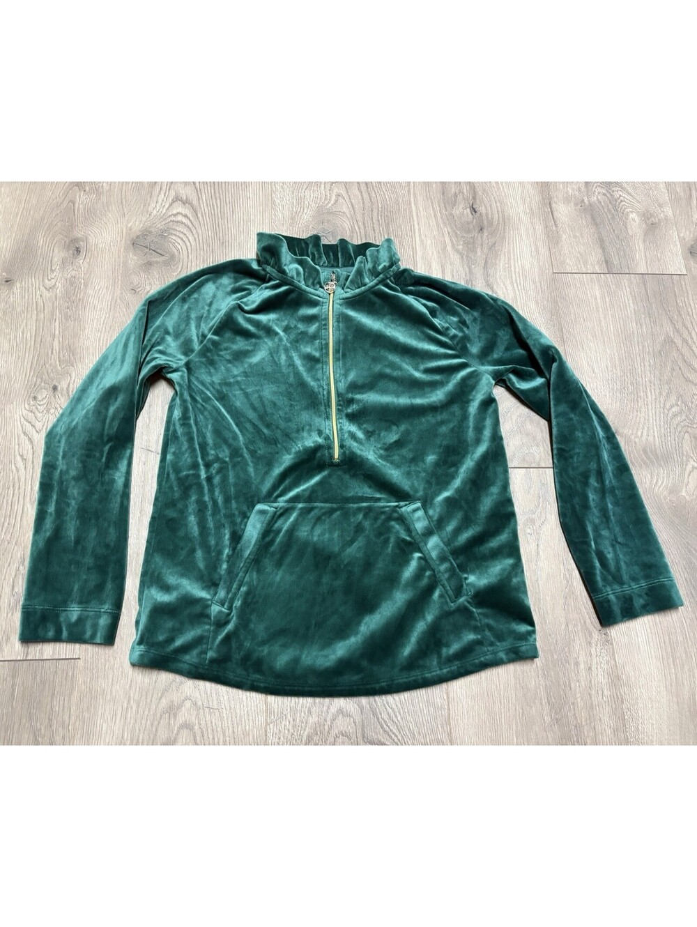 Lilly Pulitzer Girls Little Skipper Green Velour Popover Extra Large XL 12-14
